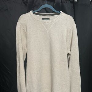 Eddie Bauer Off White Cream Men’s Crewneck Sweater Size Large Tall